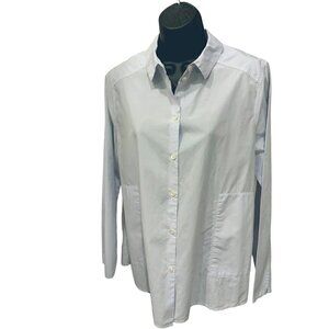 Oska womens shirt light blue crisp  cotton large side slits